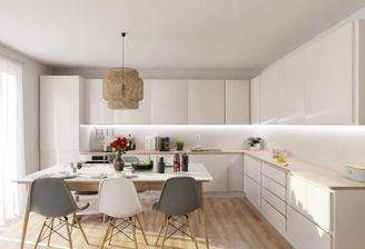 Die offene Wohnküche lädt zum gemeinsamen Kochen e