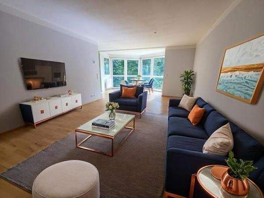 Wohnzimmer KI-möbliert