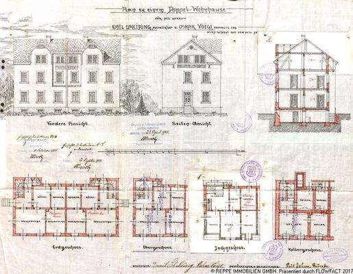 Grundrisse und Ansichten
