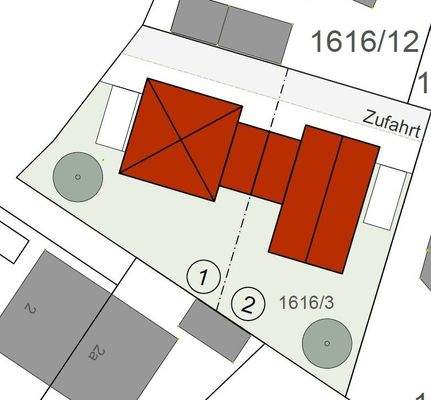 Bebauungsvorschlag zwei Einfamilienhäuser