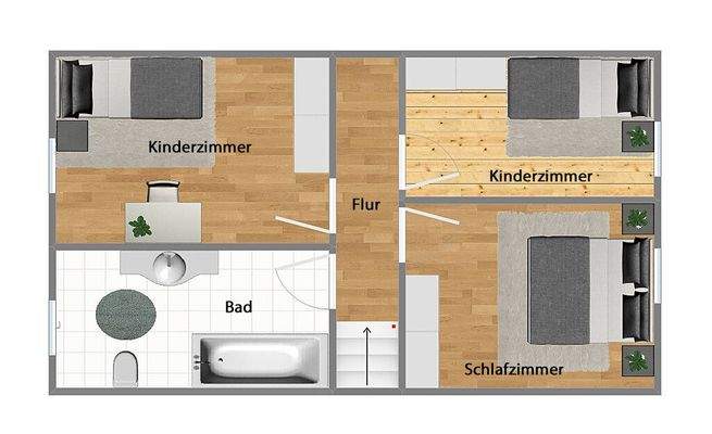 Grundriss Obergeschoss (nicht maßstabsgetreu)