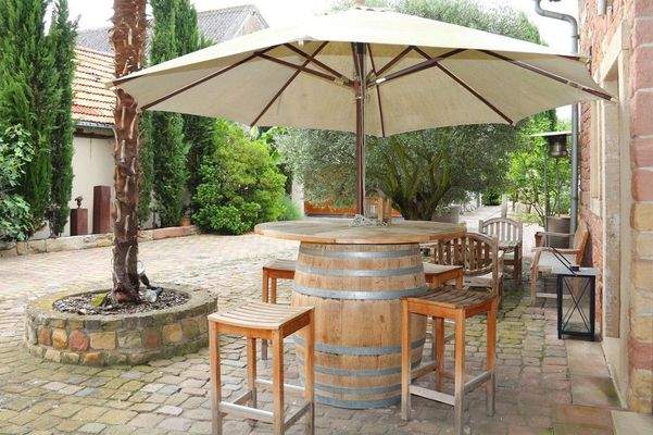 Terrasse unter Palmen