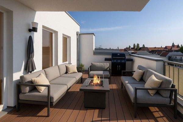 Terrasse Hof virtuell möbliert