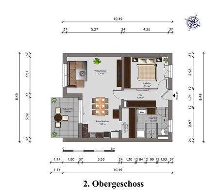 Grundriss 2 Zimmerwohnung