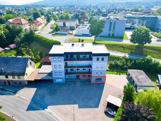 Luftbild mit eingezeichneter Wohnung