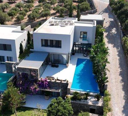 Kreta, Plaka Elounda: Luxuriöse Villa mit 6 Schlafzimmern und Blick auf die Insel Spinalonga