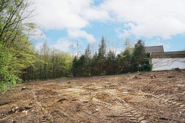 vom nordostseitigen Grundstückseck über das Grundstück