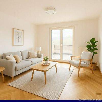 heller und freundlicher Wohnbereich - möbliert durch KI