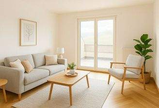 heller und freundlicher Wohnbereich - möbliert durch KI