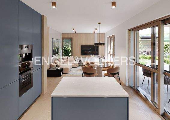 Großzügig gestaltete und helle Küche