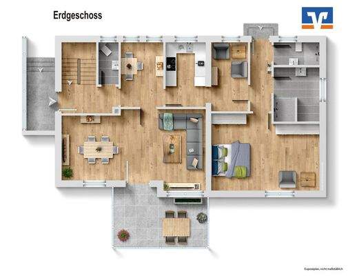 EG, beispielhaft möbliert