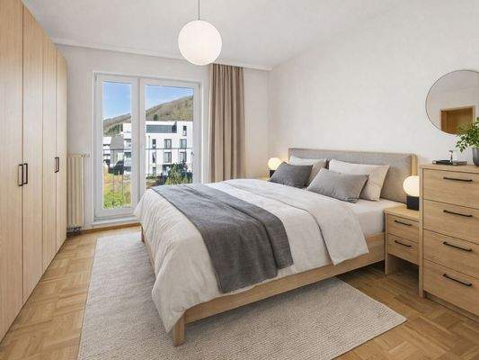 Schlafzimmer KI möbliert