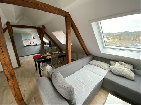 Wohn-/Esszimmer mit offener Küche