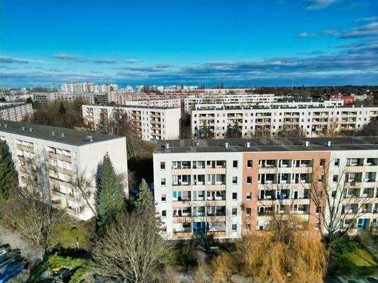 Blick auf die Wohnanlage