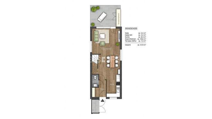 Grundrissskizze Erdgeschoss