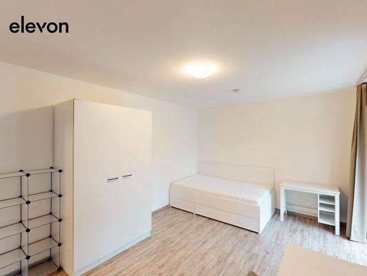 Wohn- und Schlafbereich (Einzel-Apartment, nicht WG-Zimmer)