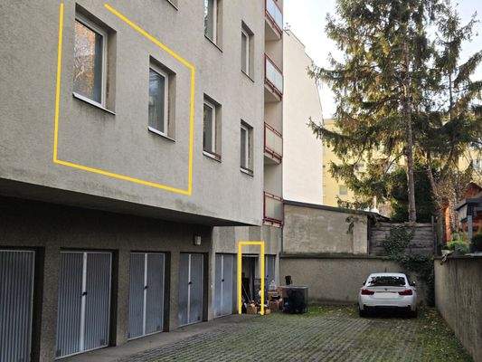 Stockwerkslage der Eigentumswohnung und der zugehörigen Garage