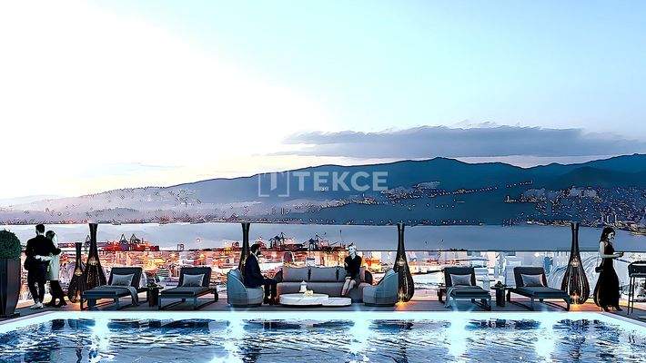 Apartments in a Secured Project with Pool in İzmir Konak