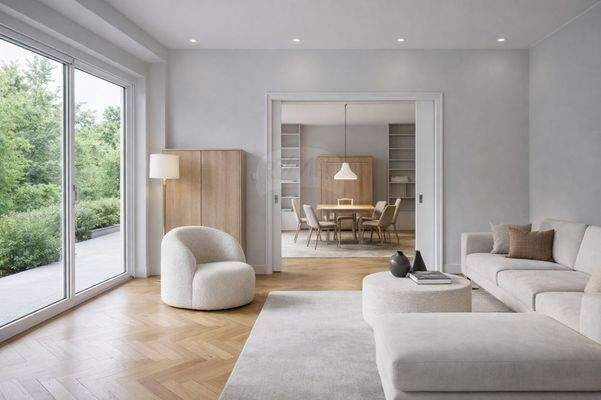 Digitale Visualisierung -Wohnzimmer, Esszimmer