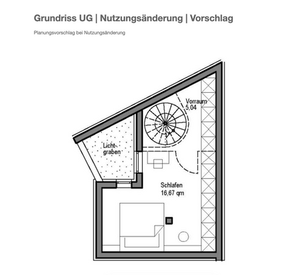 Planungsvorschlag bei Nutzungsänderung UG