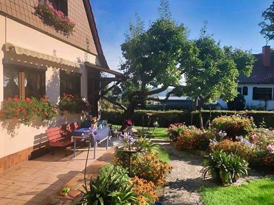 Terrassenblick mit Markise