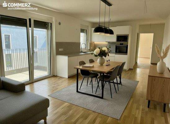 Beispiel-Einrichtung Wohnküche (KI-generiert)