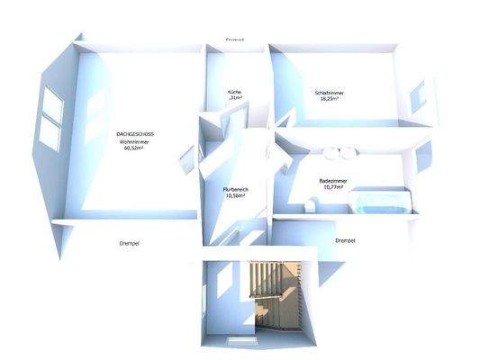 3D-Ansicht Dachgeschoss Hauptgebäude