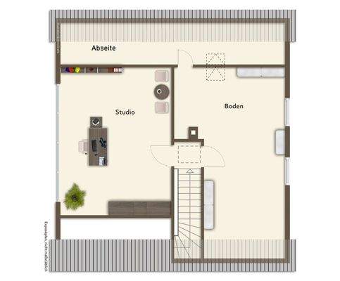 Grundriss Dachgeschoss mit Mustermöblierung