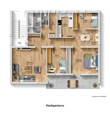 Der Grundriss Ihrer Wohnung im Hochparterre
