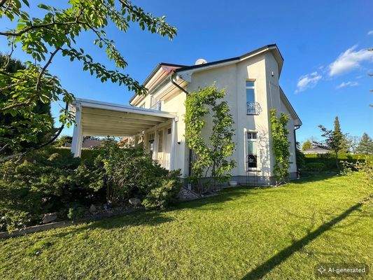 [KI-generiertes Foto] Terrassen- und Seitansicht