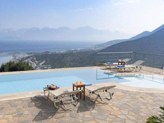 Kreta - Pano Elounda - luxuriöse Villa mit Pool und Panorama Meerblick auf die Mirabello Bucht