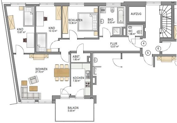 Grundriss - Whg. 4 im 1. OG