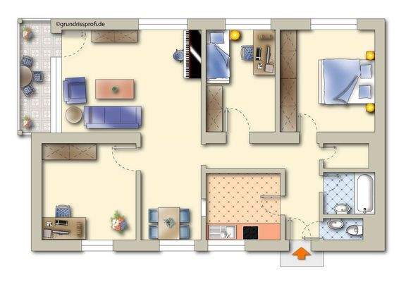 Grundriss möbliert