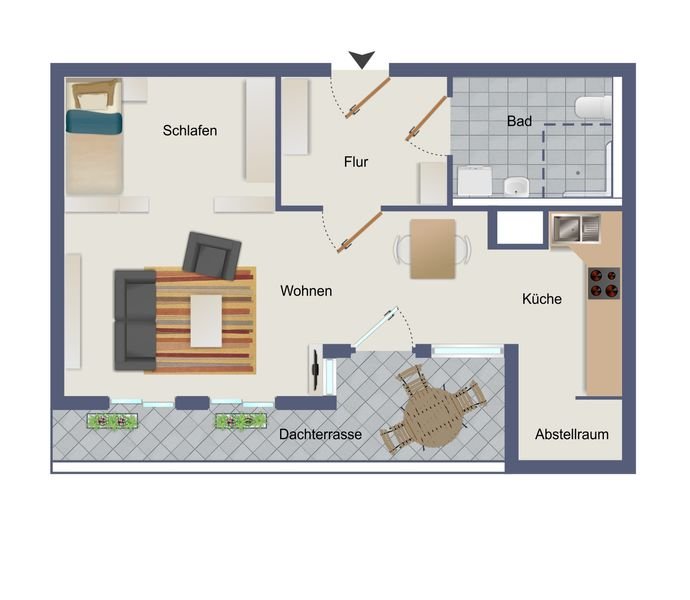 Service-Wohnen für Senioren: Tolle 1,5-Zimmer-Wohnung mit Dachterrasse im Seniorenwohnpark Neulicht