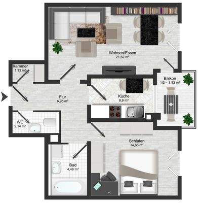 Grundriss Wohnung 4 - Hochparterre