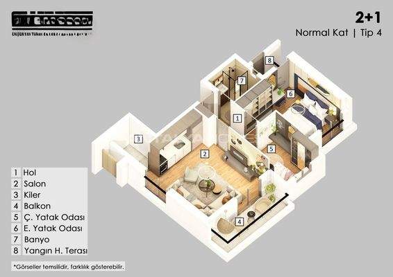 Newly-Built Flats in a Complex in Muratpasa Antalya