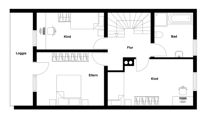Obergeschoss - unmaßstäblicher Grundriss