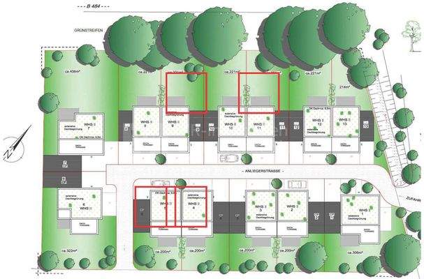 Lage Häuser rot markiert