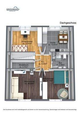 Dachgeschoss - 3D Grundriss