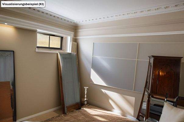 Zimmer im Keller als Einrichtungsbeispiel (von KI erstellt)