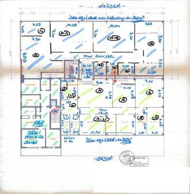bemaßter Grundriss Büro 1. OG