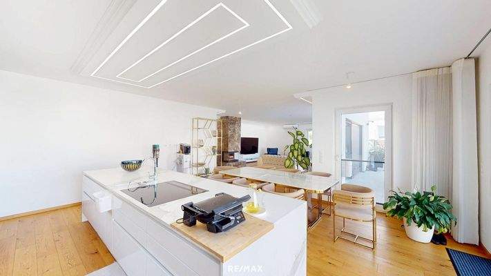 Luxusküche Blick Wohnzimmer