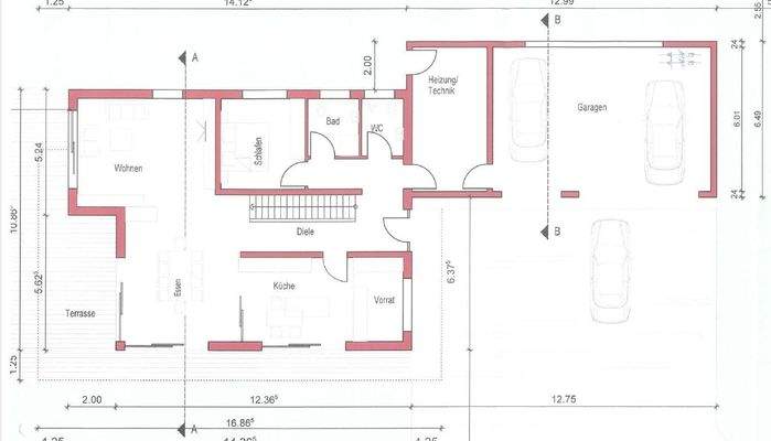 Möglicher Grundriss EG Wohnbebauung