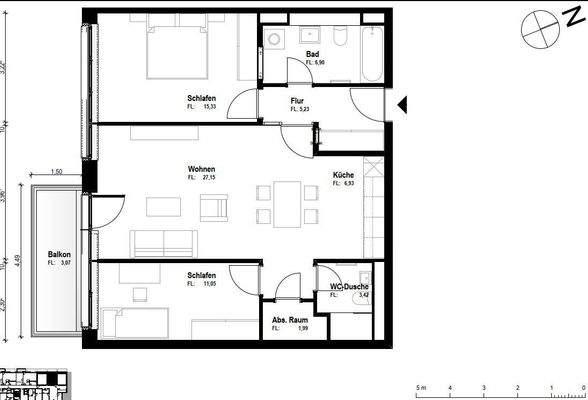 Grundriss mit Balkon