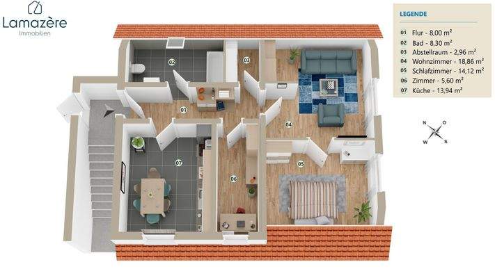 Grundriss Wohnung OG rechts