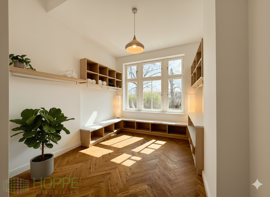 Umkleidungsraum (Einrichtungsbeispiel KI generiert)