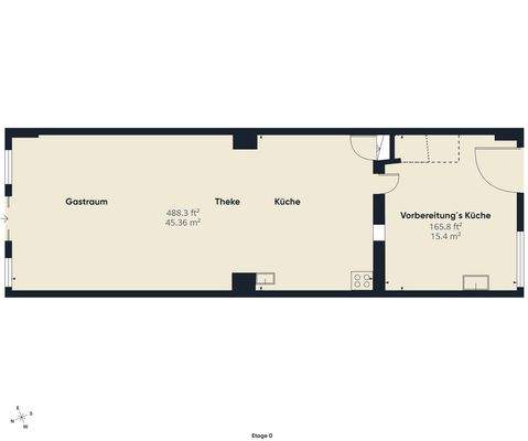 Grundriss Gastroraum / Küche