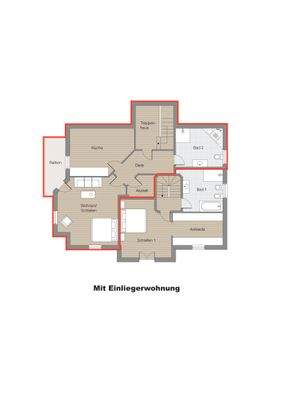 Grundriss Obergeschoss (mit Einliegerwohnung)