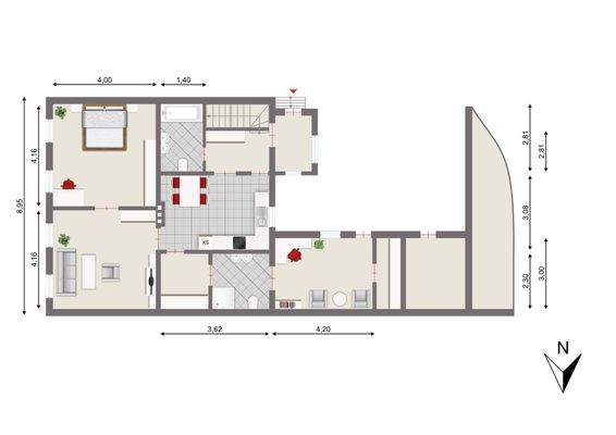 Grundriss Erdgeschoss mit Anbau