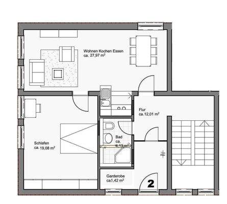 Grundriss 4-Zimmer-Maisonette-Wohnung, obere Ebene